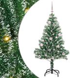vidaXL Kunstkerstboom Sneeuw Gevlokt met LED Licht Groen en Wit 150 cm
