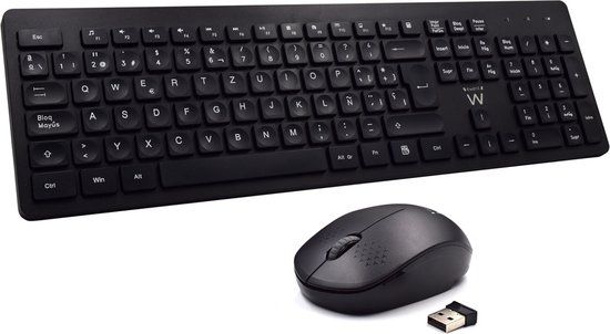 Ewent EW3256 Draadloos Toetsenbord en Muis Combo - QWERTY Spaans - Zwart