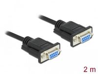Delock Serial Cable RS-232 D-Sub9 female to female null modem with narrow plug housing 2 m