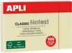 APLI Bloc-notes autocollant, 75x50 mm, 100 feuilles, Jaune