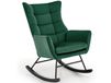 Rocking chair design en velours de polyester vert avec accoudoirs