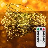 Uten Lichtsnoer voor binnen, kerstboomverlichting, 15 m, met 300 leds, werkt op batterijen en USB, afstandsbediening, 8 modi, voor buiten, tuin, feest, Kerstmis
