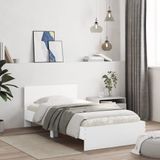 vidaXL Bedframe met hoofdbord bewerkt hout wit 100x200 cm
