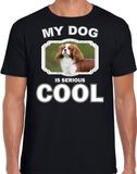 Bellatio Decorations Spaniel Honden T-shirt My Dog Is Serious Cool Zwart - Heren - Spaniels Liefhebber Cadeau Shirt M