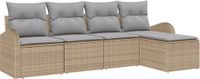vidaXL Tuinbank - Set - 5 zitplaatsen - Beige - Polyrattan