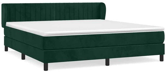 vidaXL Boxspring met matras fluweel donkergroen 180x200 cm
