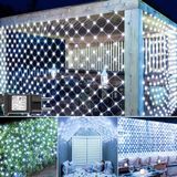 Merkloos / Sans marque Lichtsnoer voor buiten 3 x 2 m 200 leds met stekker timer 8 modi kerstverlichting net waterdicht lichtgordijn voor tuin balkon binnen boom kamer decoratie wit.