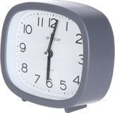 Giftdecor Wekker/alarmklok Good Morning - grijs - kunststof - 12 x 10 cm - staand - rond - batterij voeding