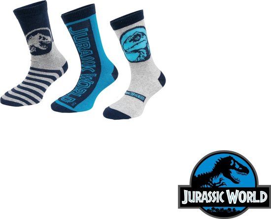 Jurassic World Socks - 3-Pack - Boys - Blue - Size 27/30