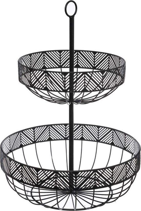 Zwarte ronde fruitschaal Elodie - Metaal - 30 cm