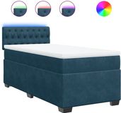vidaXL Boxspring met matras - Fluweel - Blauw - 90x190 cm