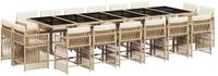 vidaXL 17-delige Tuinset met kussens, polyrattan, beige