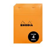 RHODIA 16200Amzc - Set van 4 Geniete Notitieblokken N°16 Oranje - A5 - Kleine Ruitjes