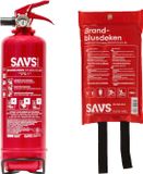 SAVS Brandblus box - Poeder klein - Brandblusser poeder 1 kg & Blusdeken 100 x 100cm
