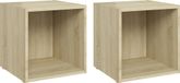 Meuble TV 2 pièces 37x35x37 cm bois travaillé couleur chêne sonoma