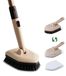 Brosse de bain long manche - Brosse à carrelage - 2 tampons à récurer - Réglable de 122 à 147 cm - Marron