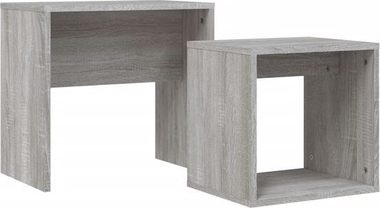 vidaXL 2-delige Tafeltjesset bewerkt hout grijs sonoma eikenkleurig