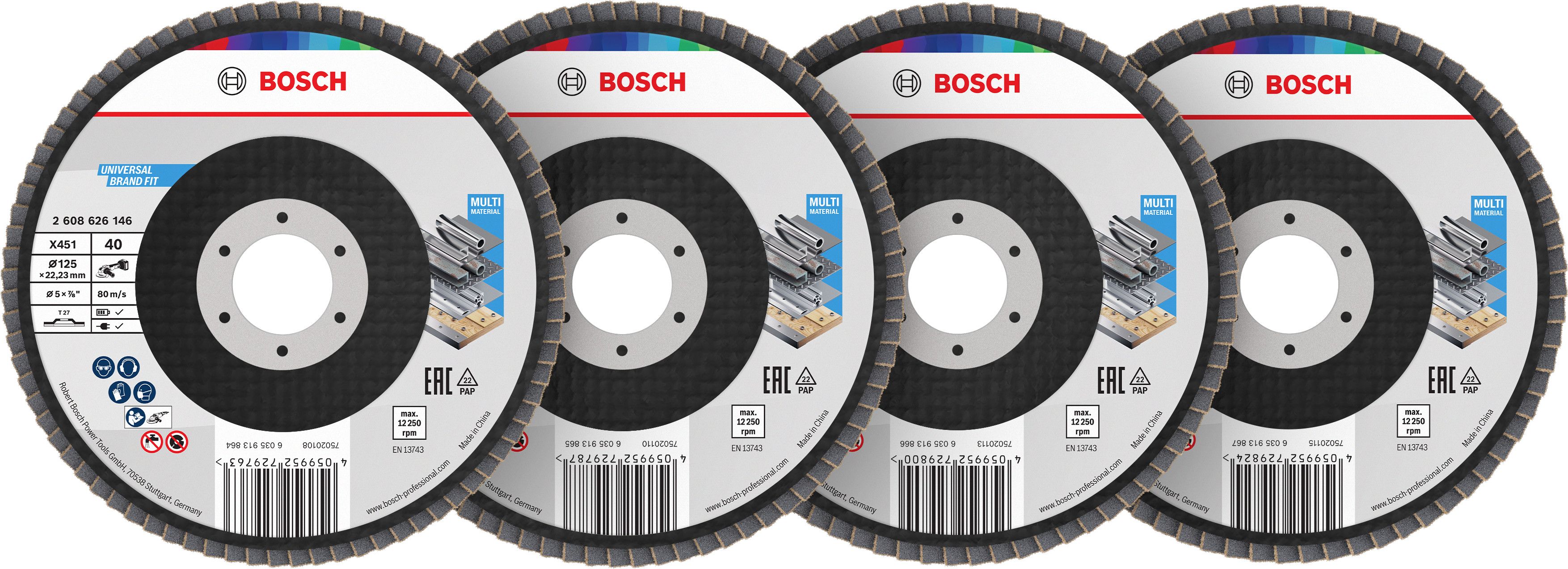 Bosch Accessoires X451 Lamellenschuurschijfset | 125 x 22,23 mm | G40; 60; 80; 120 | T27 | 60 stuks - 2608626164