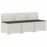 vidaXL 3-zits tuinbank met kussens in rattanlook PP Wit