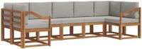 vidaXL Hoek loungeset 7-zits Acacia hout Naturel en lichtgrijs