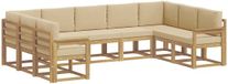 vidaXL Hoekbank 9 zitplaatsen Acaciahout Wit en Beige