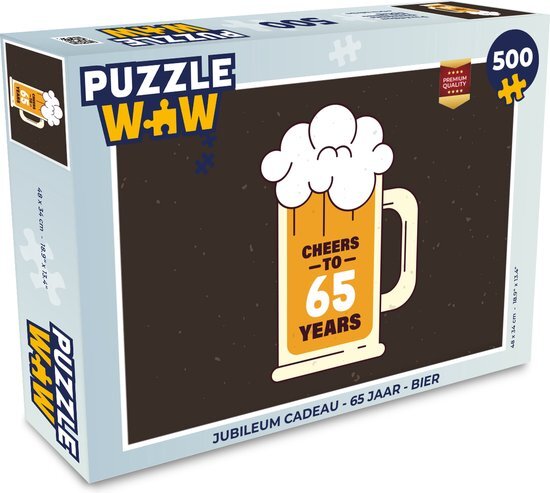 MuchoWow Puzzel Jubileum cadeau - 65 Jaar - Bier - Legpuzzel - Puzzel 500 stukjes