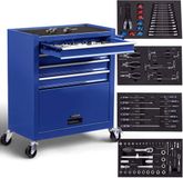 AREBOS Gereedschapswagen met 4 laden - 1 kast - incl Gereedschap - Blauw