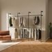 Pamo Kledingstang Industrial Loft Design - KIM III Double - Kleerkast voor inloopkastwand I slaapkamerkledingrek gemaakt van stevige, zwarte buizen met wandbevestiging