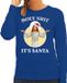 Bellatio Decorations Holy shit its Santa fout Kerst sweater / kersttrui blauw voor dames - Kerstkleding / Christmas outfit S
