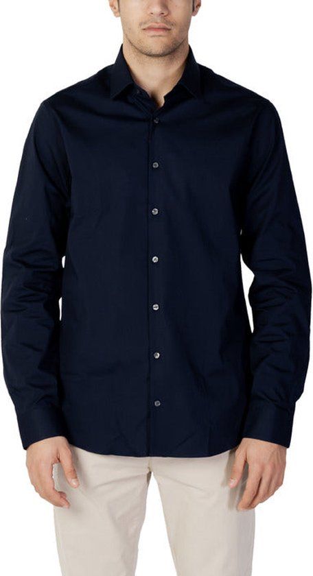 Calvin Klein Slim Fit Overhemd - Popeline - Donkerblauw - Maat 42 - Heren