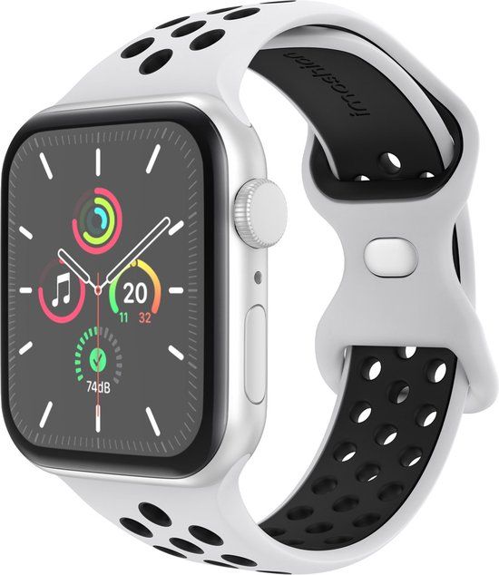 iMoshion Sport⁺ Apple Watch Band - 38/40/41mm - M/L - Pure Platinum & Black
