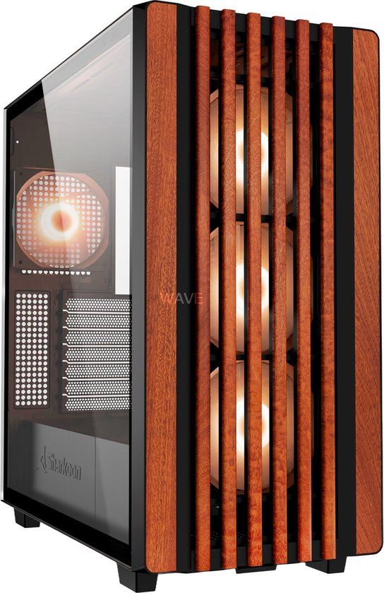 Sharkoon REBEL C70G RGB Full Tower Zwart, Hout