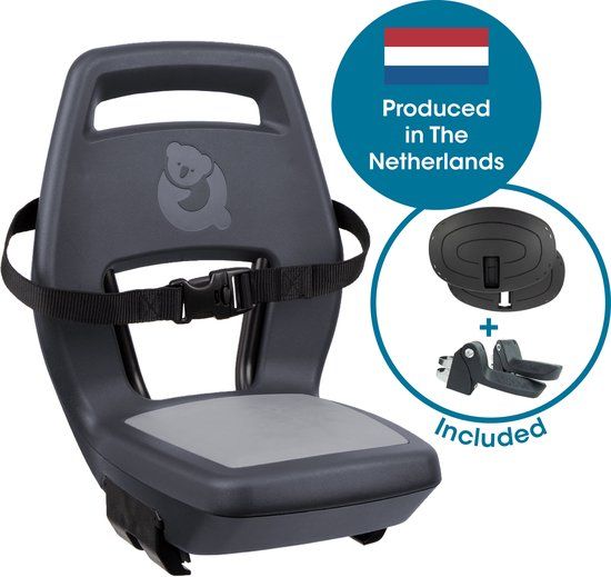 Qibbel Junior 6+ Fietsstoeltje Achter Bagagedrager - Quick Connect - Grijs - Incl. Voetbescherming