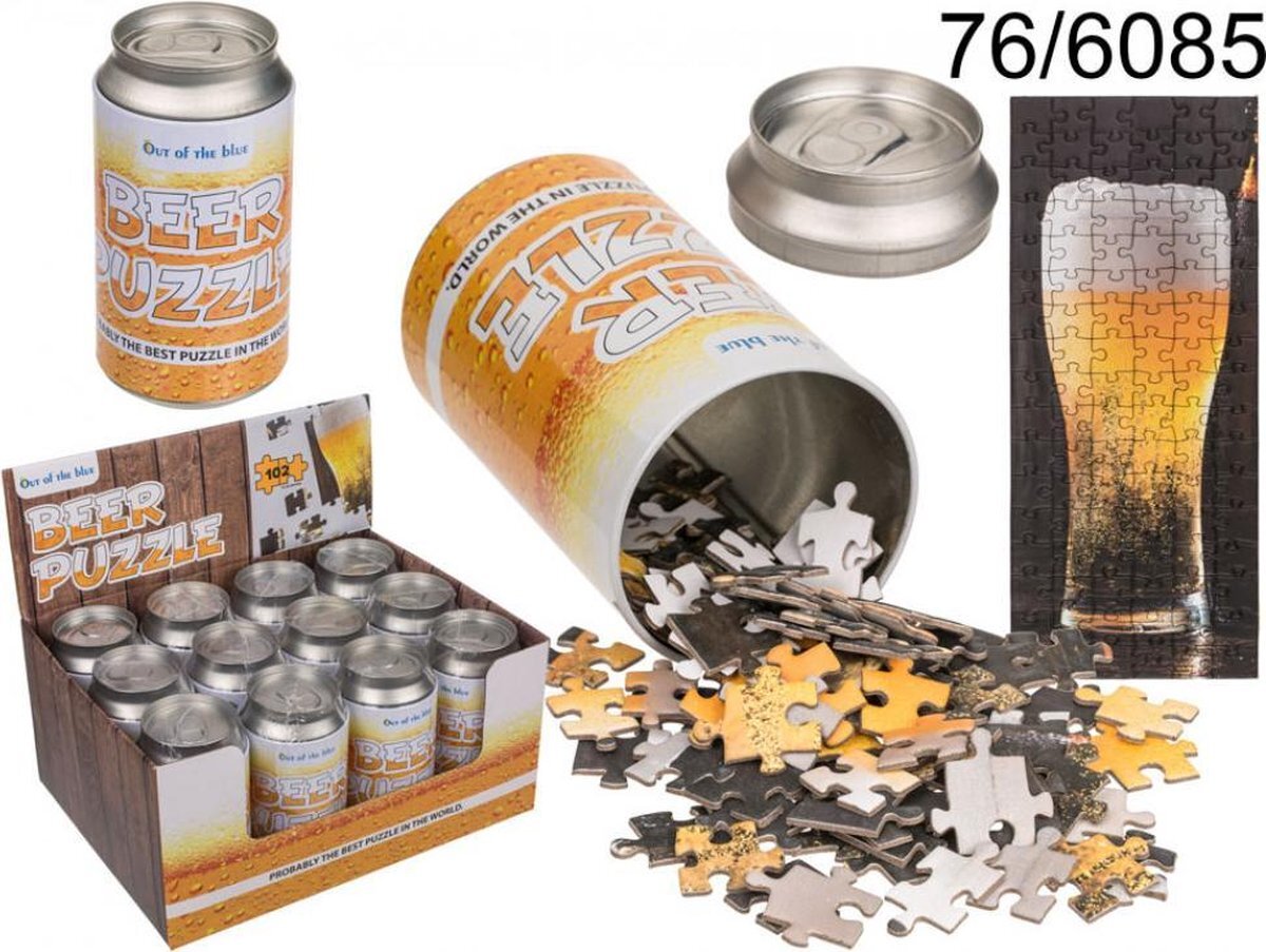 Out of the Blue Puzzel van een blikje bier- Puzzel- Bier- Cadeau- Geschenk- Bierpuzzel