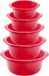 Forte Plastics Voordeelset multifunctionele kunststof ronde teiltjes rood in 5-formaten - 6-10-15-20-25 liter inhoud