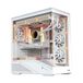 Abysm Gaming Arian Frame A400 ATX Gaming Tower met schuine behuizing, 4 ARGB PWM-ventilatoren, gehard glas, GPU-ondersteuning 420 mm, USB Type-C, vloeibare koeling 360 mm, wit