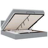VidaXL Ottoman Bed with Mattress and LEDs 100x200 cm Fabric Light Grey