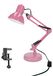 PIXI Lampe de bureau avec pince, lampe de table rétro E27, rose, avec bras flexible