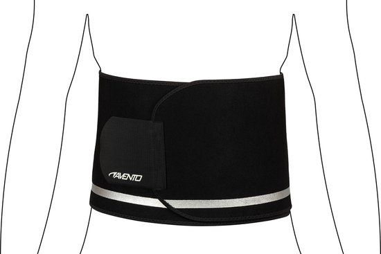 Avento Sauna Taille Band - Verstelbaar - Zwart/Zilvergrijs - Maat L/XL