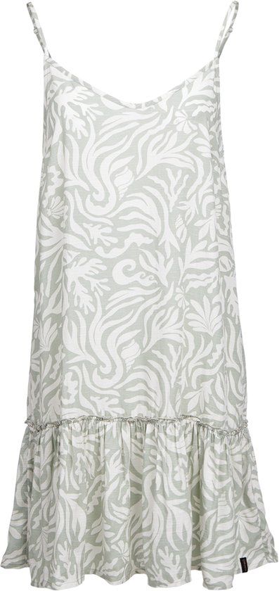 Brunotti Nami-Print Jurkje Aqua Grey Dames 100% Viscose Zomerjurk Loose Fit M