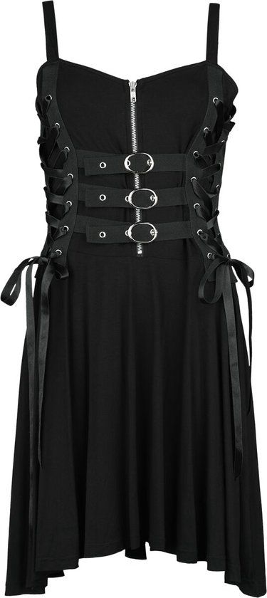 Gothicana by EMP Gothicana zwarte jurk met verstelbare gespen en veters - Dames - M