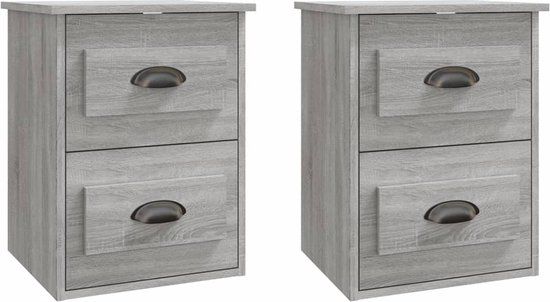 vidaXL Nachtkastjes 2 stuks, grijs sonoma eiken, hout, 41,5x36x53 cm