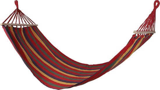 Sunnydays Hangmat Beach Vibes - multi kleurenmix - 200 x 80 cm - met houten/touwen frame - relax hangmatten