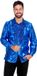 Wilbers Jaren 80 & 90 Kostuum Blauwe Ruchesblouse Satijn Foute Disco Maat 48