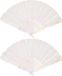 Boland Spaanse handwaaier - 2x - wit - kunststof/polyester - 42 x 24 cm