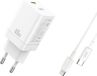 XO Chargeur mural 65W GaN Quick Charger Chargeur rapide blanc USB-C vers IOS