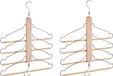 Merkloos Relaxdays Ruimtebesparende Kledinghanger - Set van 2 - 4 Hangers - Lotushout - Broekhangers