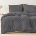 TRANKIELO® - Housse de couette 4 pièces 135x200 cm - Anthracite - 100% microfibre - certifié