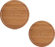 Zeller 2x Rond bamboe houten snijplank met sapgroef 25/30 cm