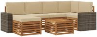 vidaXL - Hoek loungeset - 6 zitplekken - Natuurlijk en beige - Polyester